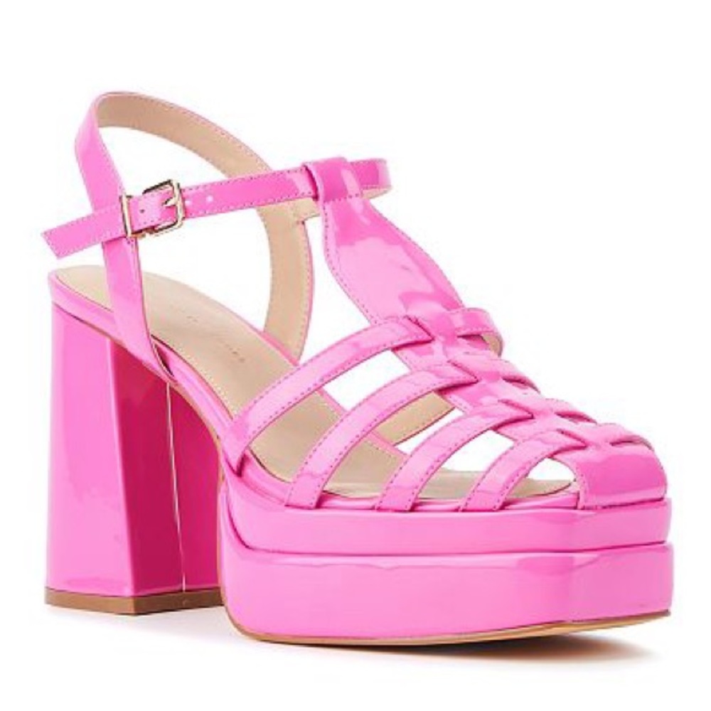 Kenna Block Heel Caged Platform Sandal Pink Size 9W